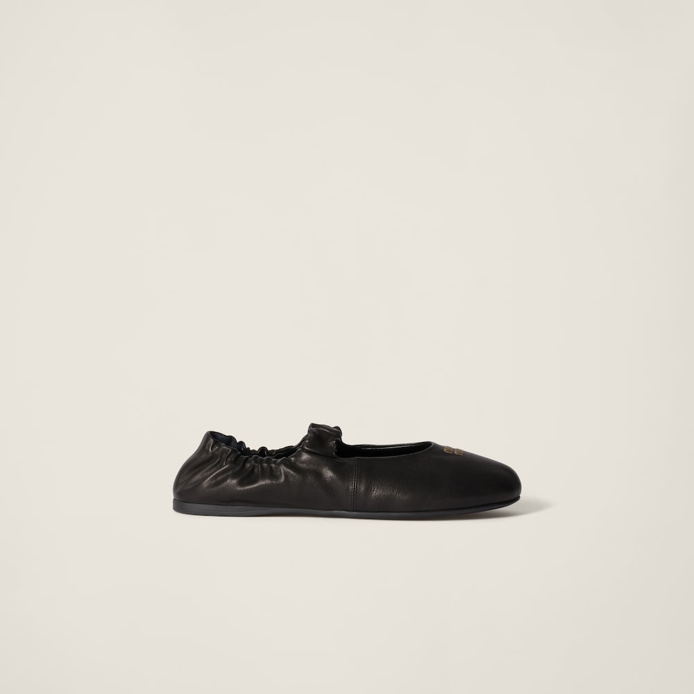 Miu Miu Ruches nappa leather ballerinas Black