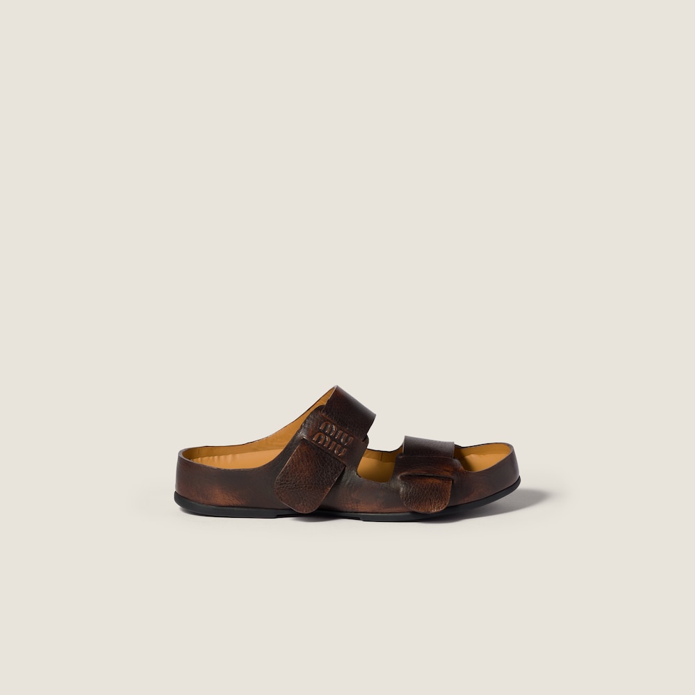 Miu Miu Bleached leather sandals Palisander