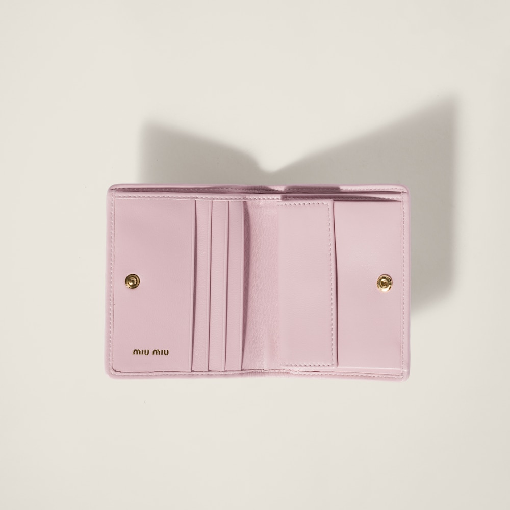 Miu Miu Small matelassé nappa leather wallet Alabaster Pink