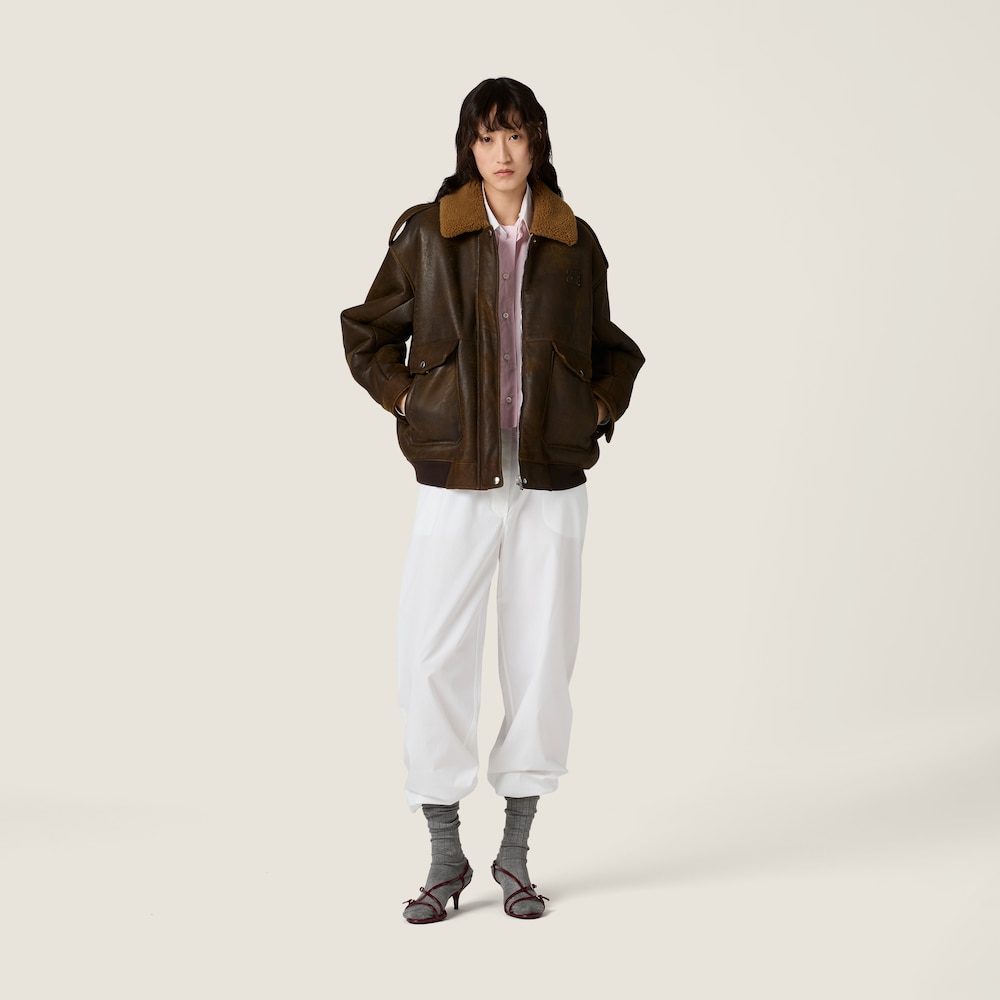 Miu Miu Shearling blouson jacket Dark Brown