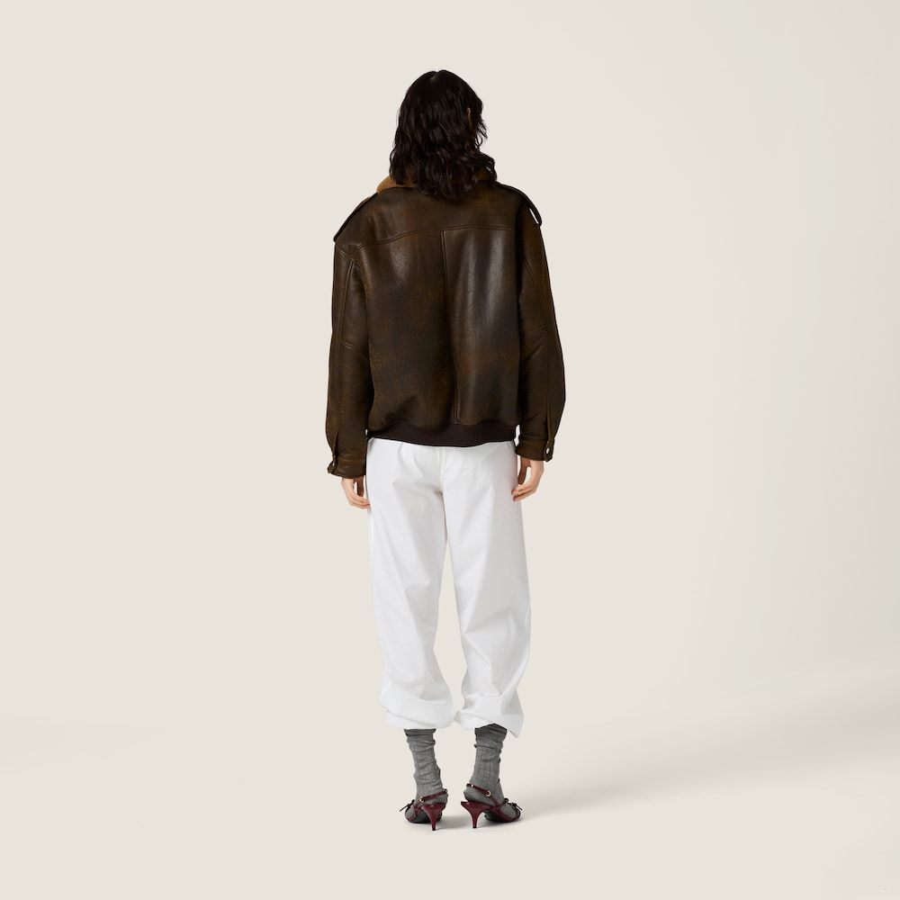 Miu Miu Shearling blouson jacket Dark Brown