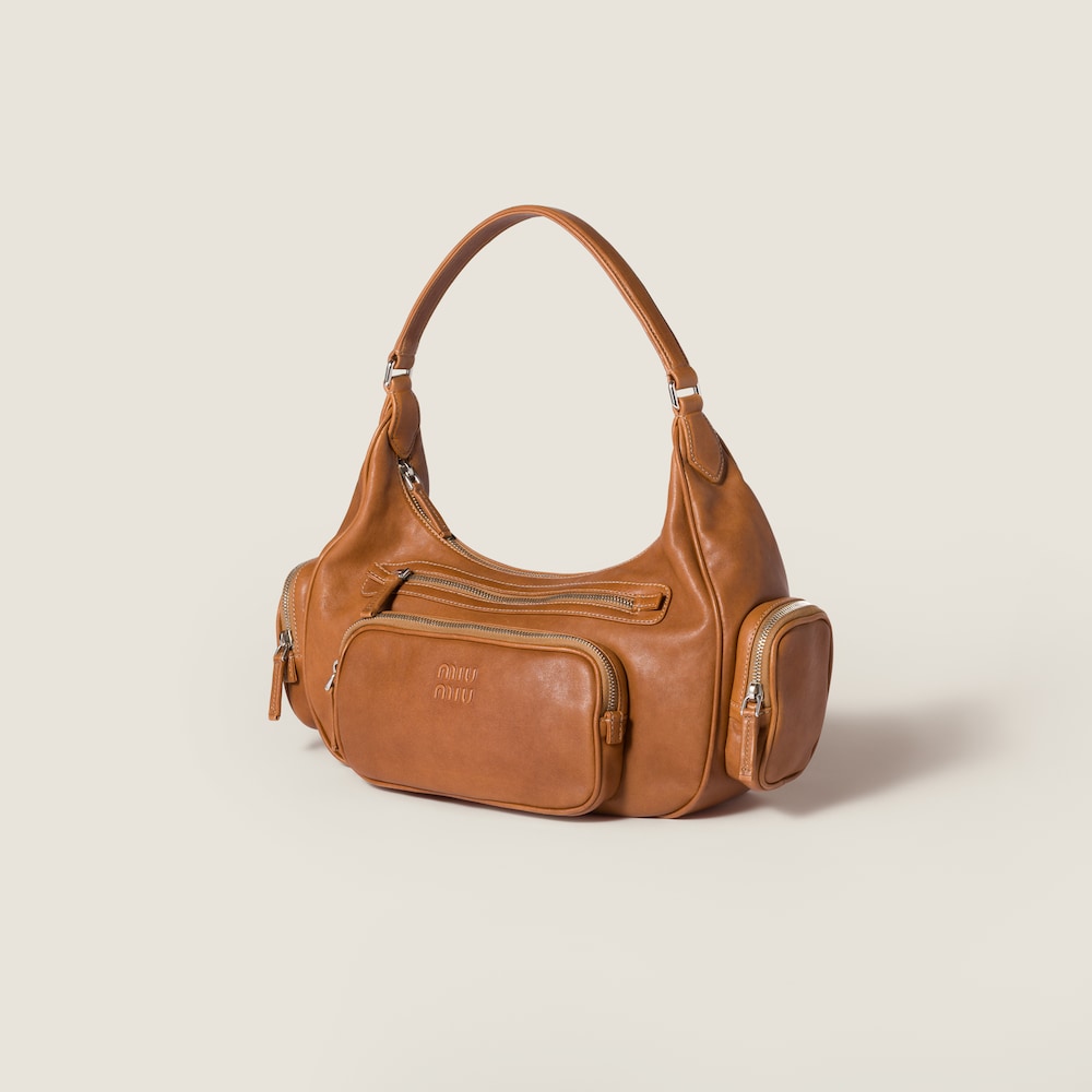 Miu Miu Pocket nappa leather bag Caramel