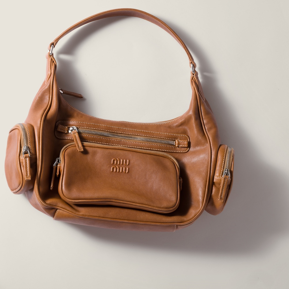 Miu Miu Pocket nappa leather bag Caramel
