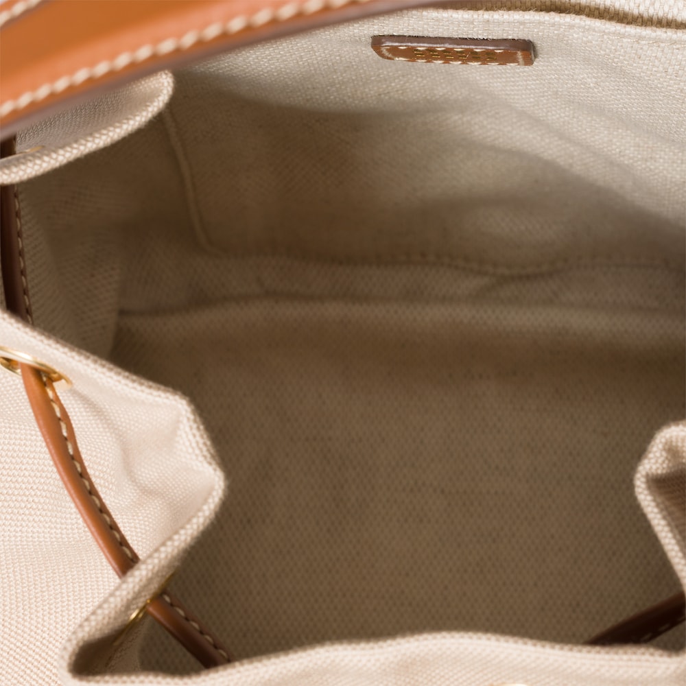 Miu Miu Canvas and leather backpack Cord Beige / Brandy