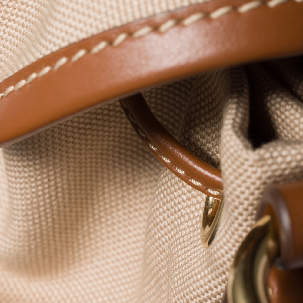 Miu Miu Canvas and leather backpack Cord Beige / Brandy