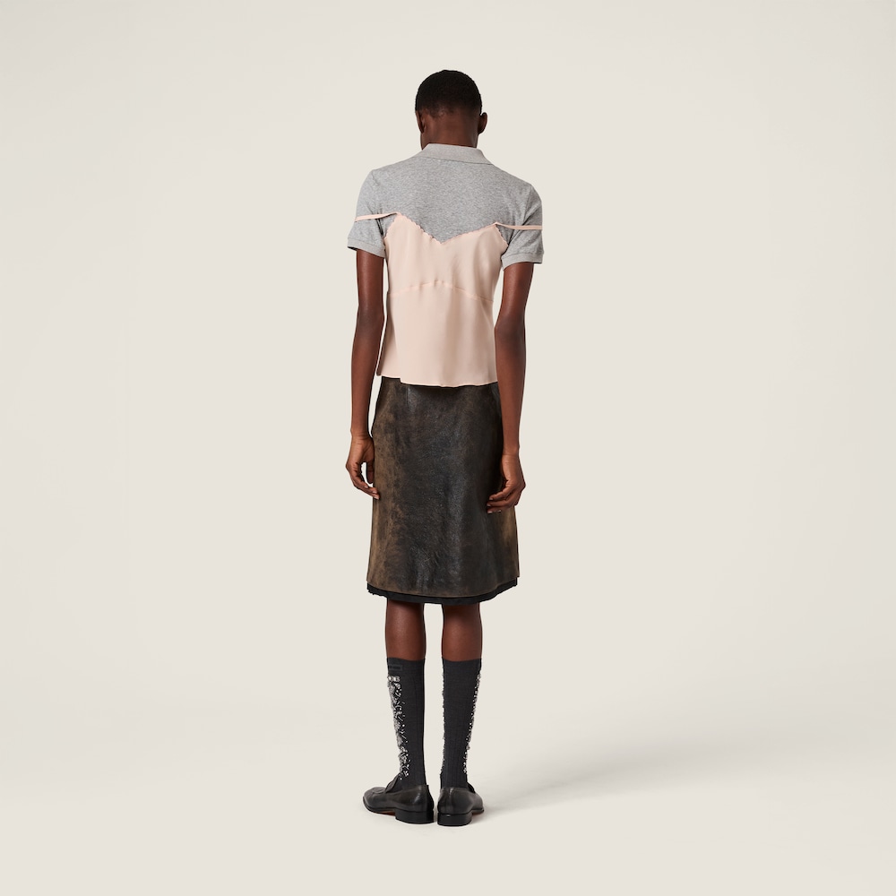 Miu Miu Marocain crepe top Peach / Gray