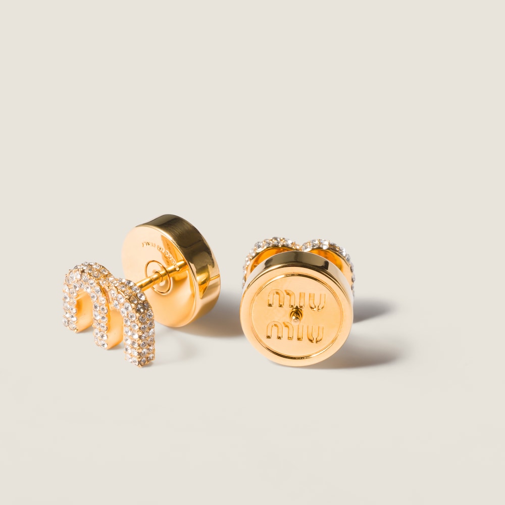 Miu Miu Metal earrings with crystals Gold / Crystal