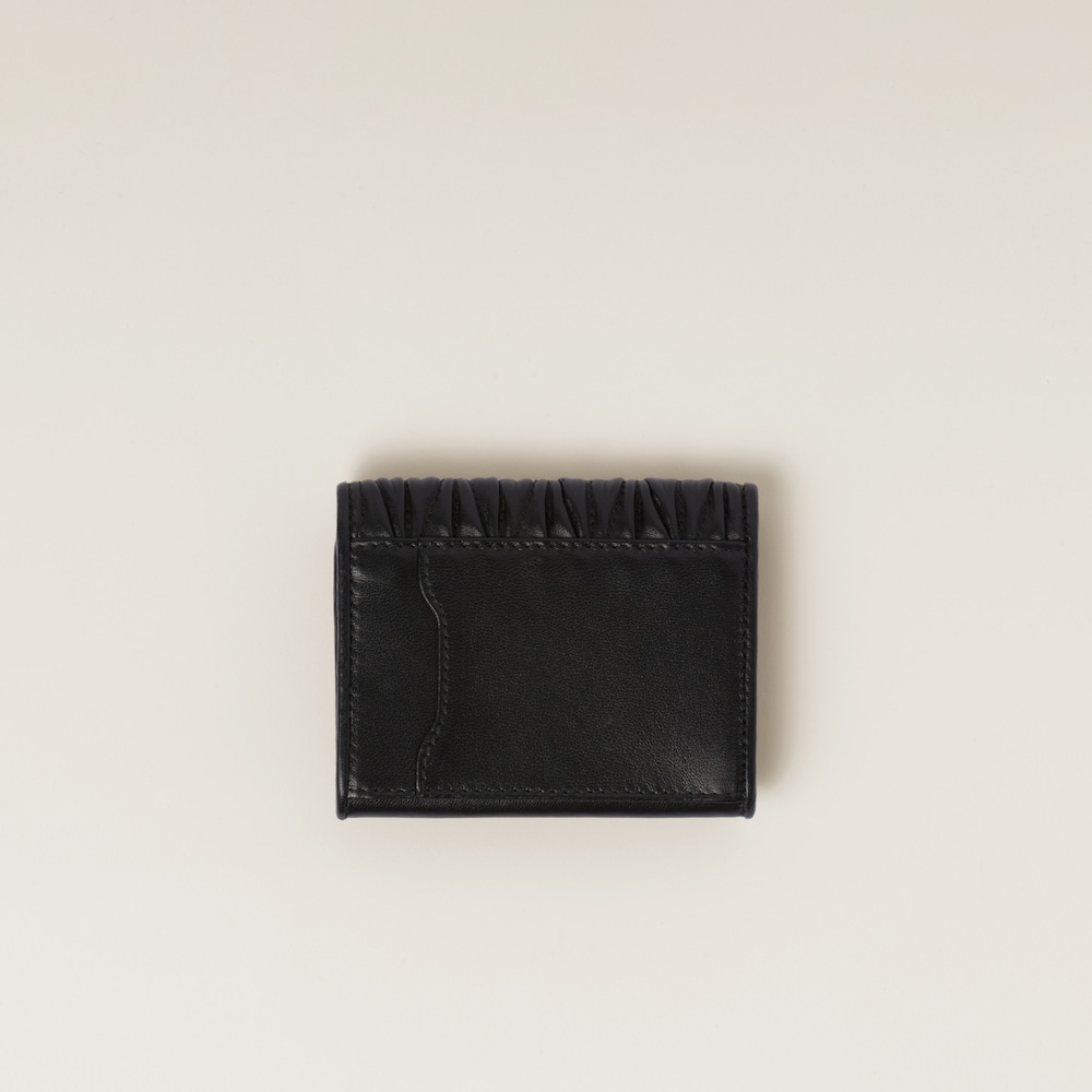 Miu Miu Matelassé nappa leather card holder Black