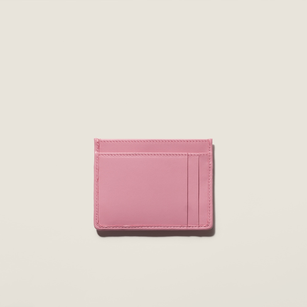 Miu Miu Matelassé nappa leather card holder Pink