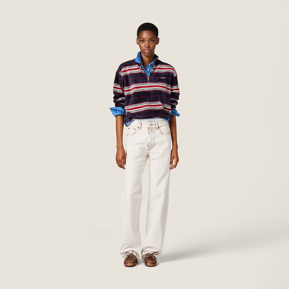 Miu Miu Chenille half-zipper sweater Navy