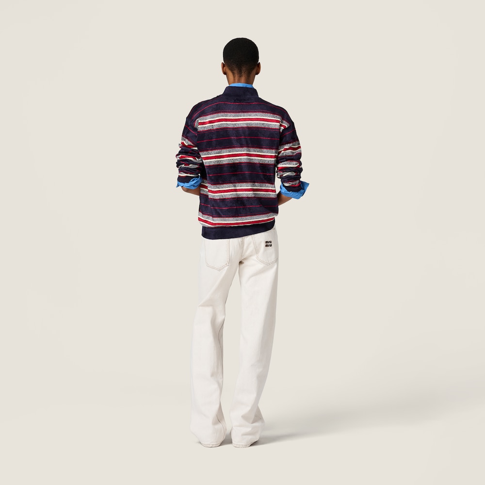 Miu Miu Chenille half-zipper sweater Navy