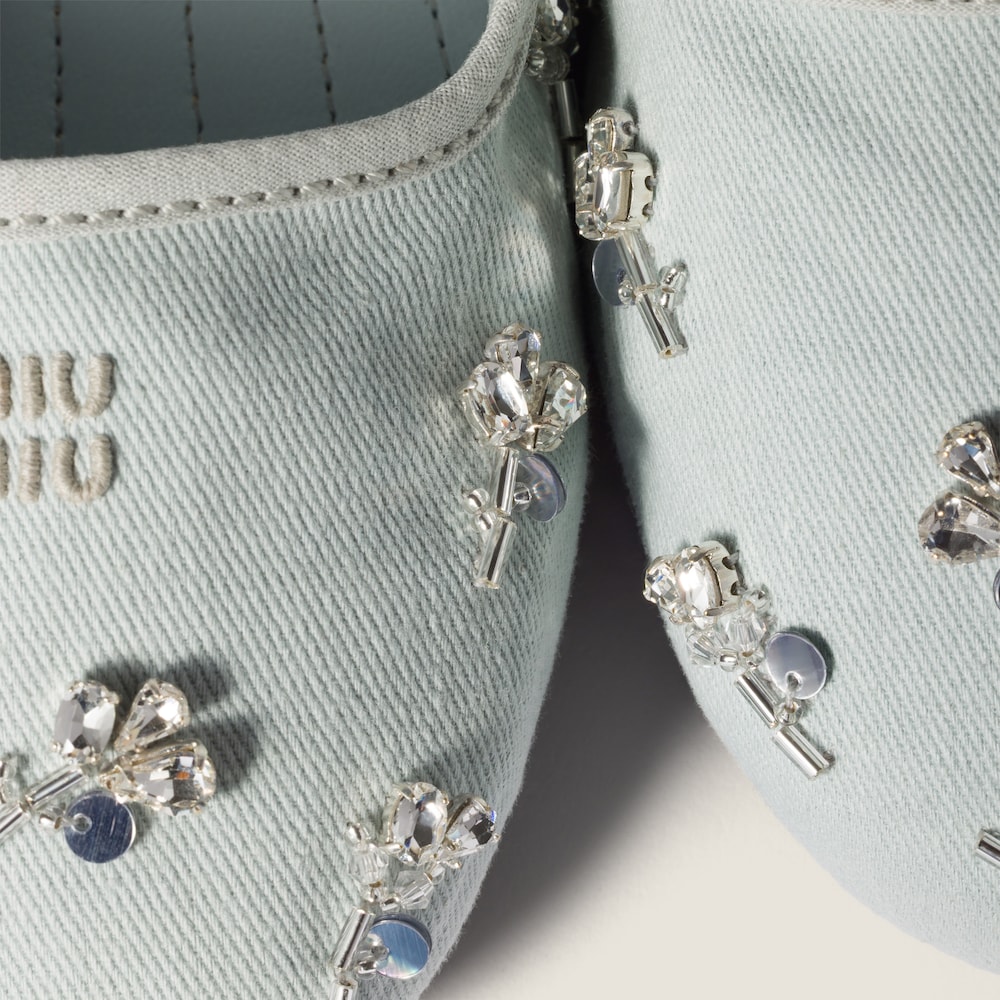 Miu Miu Embroidered drill ballerinas Powder Blue