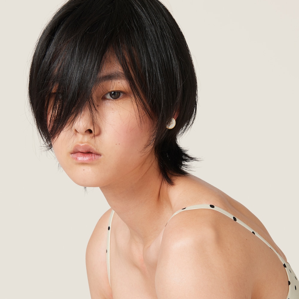 Miu Miu Enameled metal earrings White