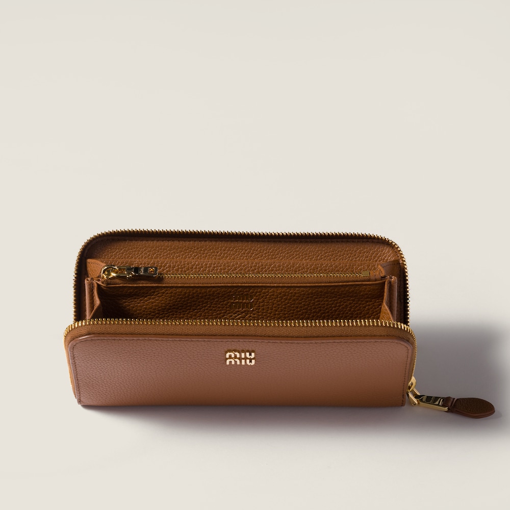Miu Miu Large leather wallet Cognac