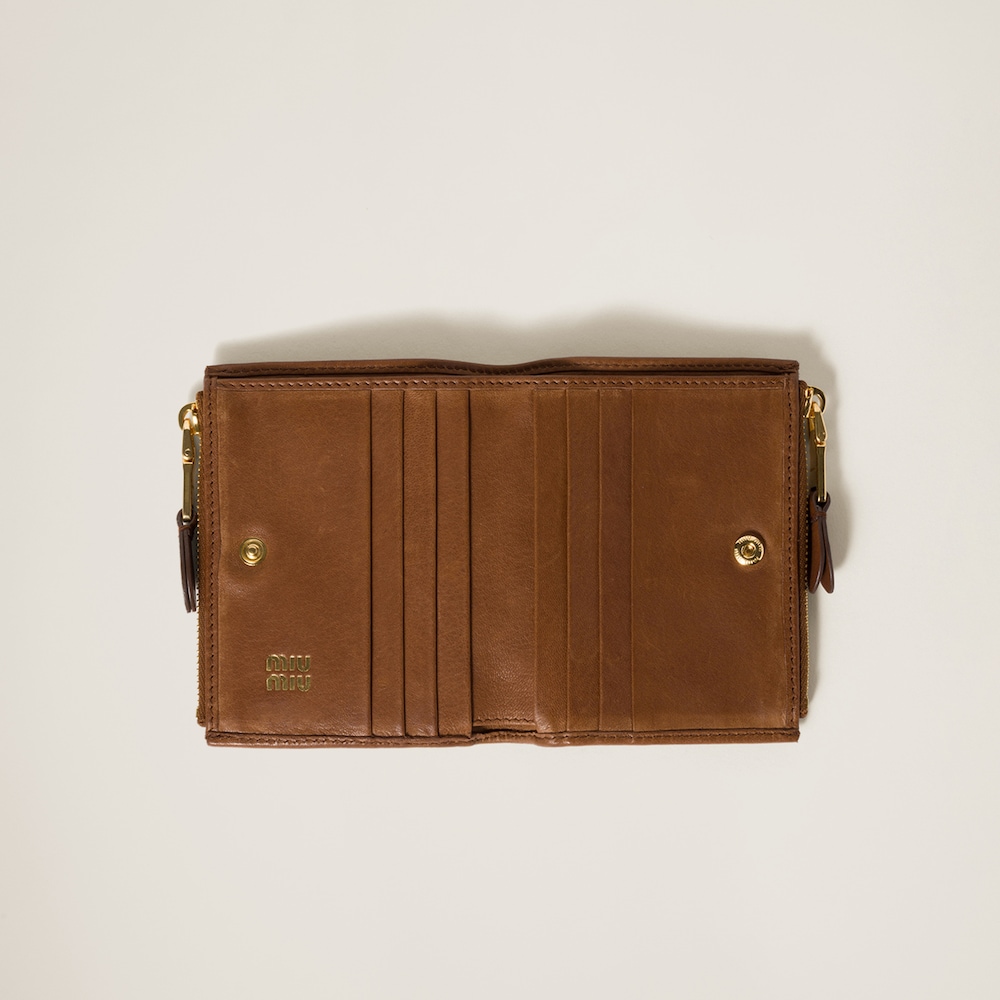 Miu Miu Small nappa leather wallet Oak