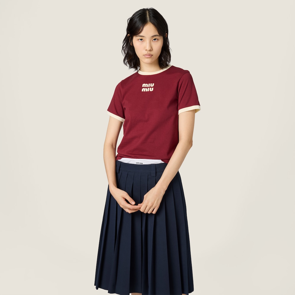 Miu Miu Cotton jersey T-shirt Amaranth / Chalk White