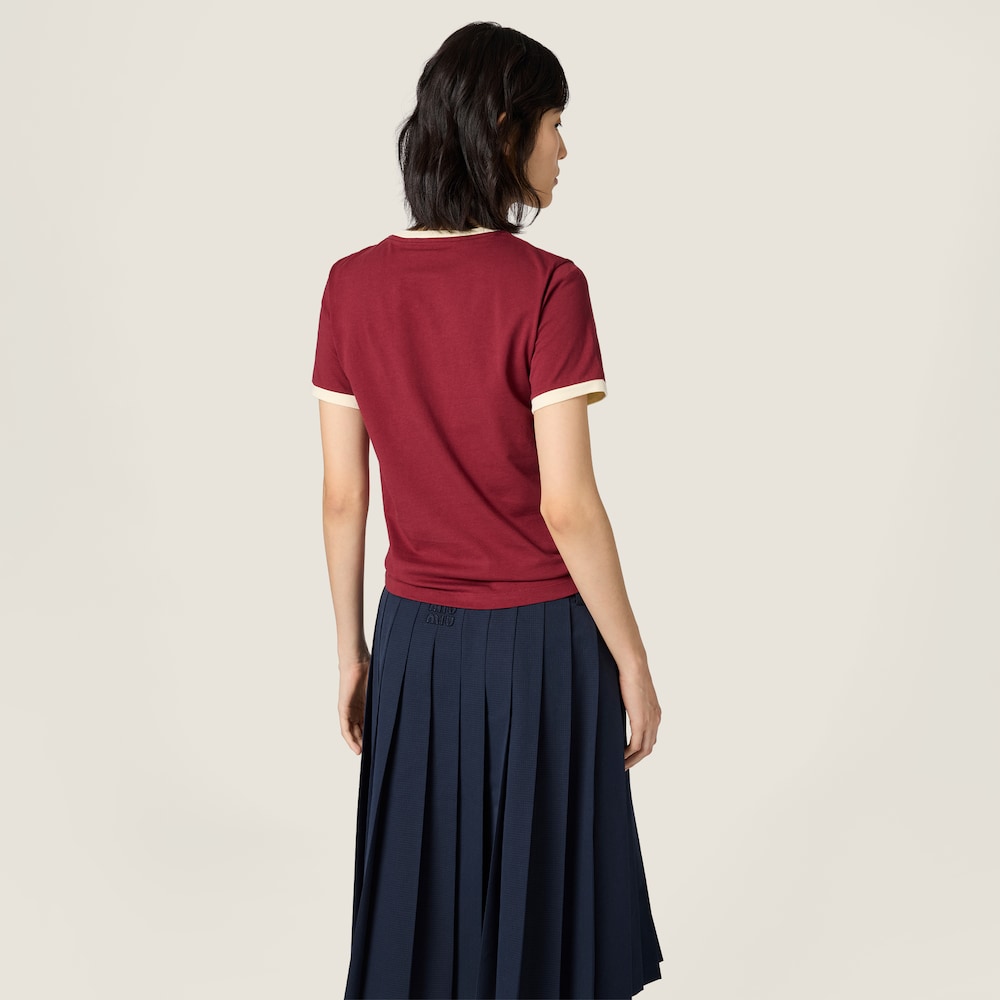 Miu Miu Cotton jersey T-shirt Amaranth / Chalk White