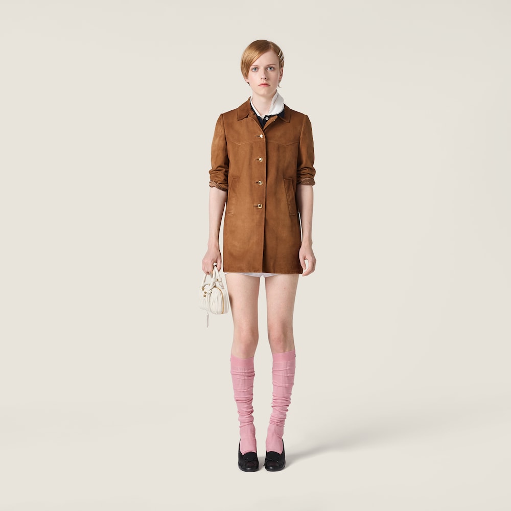 Miu Miu Waxed suede coat Cinnamon