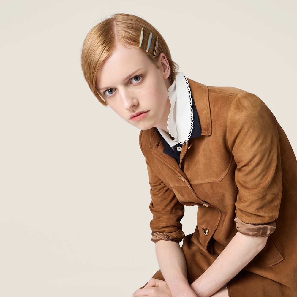 Miu Miu Waxed suede coat Cinnamon