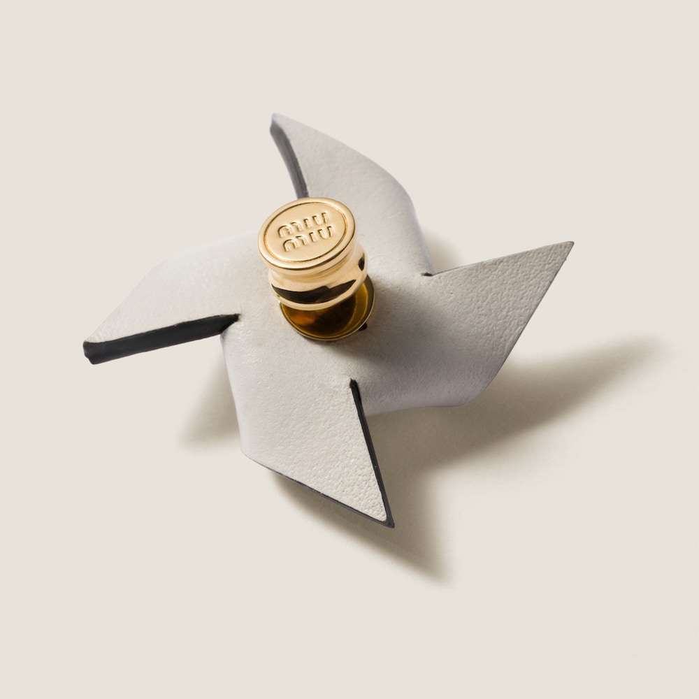 Miu Miu Leather pinwheel brooch - Red/White