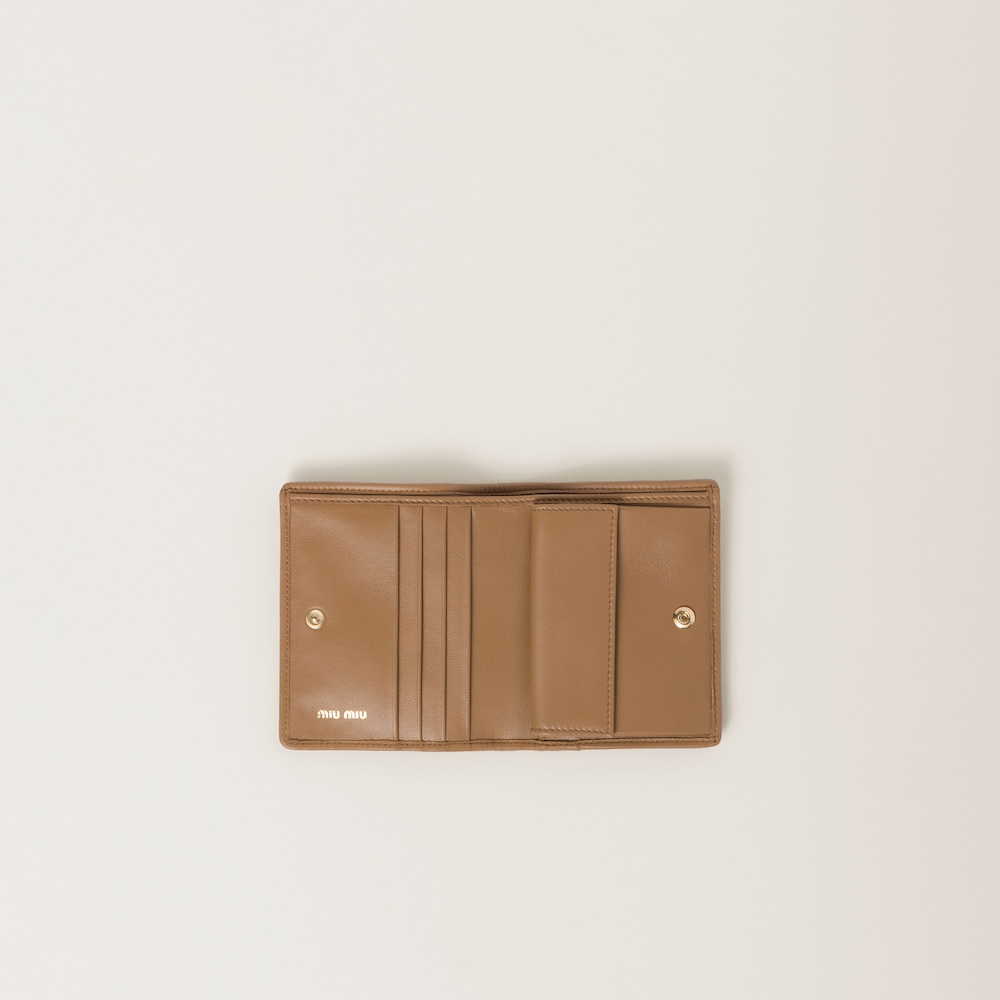 Miu Miu Small matelassé nappa leather wallet Caramel