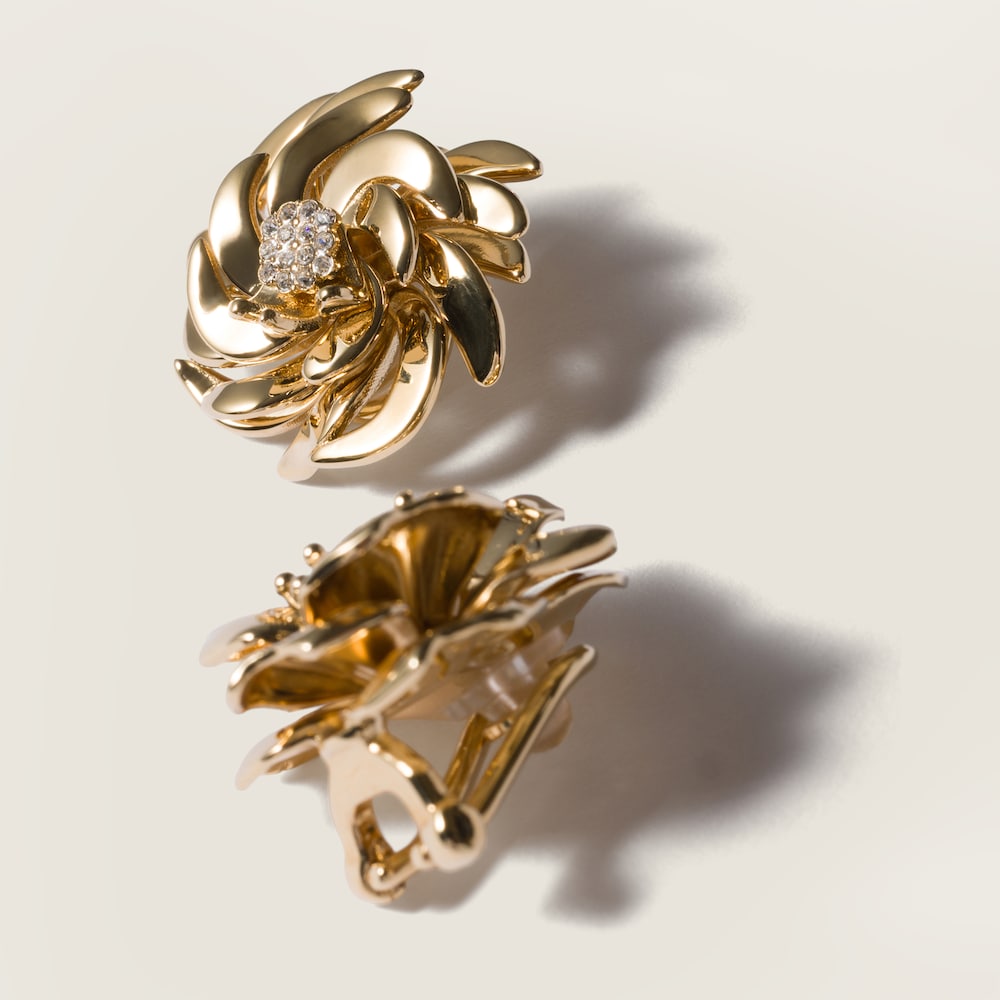 Miu Miu Metal earrings with crystals Vintage Gold / Crystal