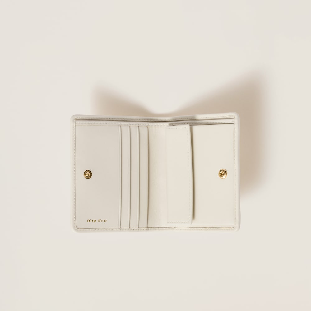 Miu Miu Small matelassé nappa leather wallet White