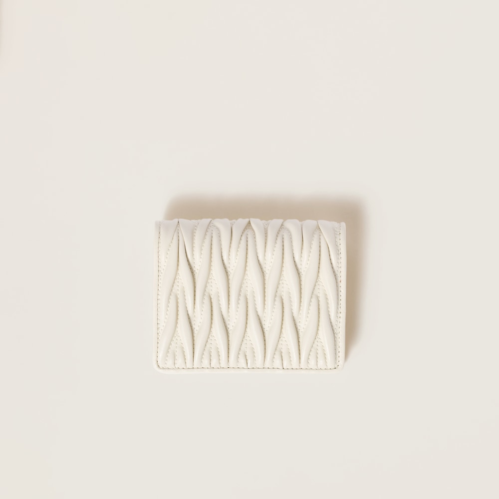 Miu Miu Small matelassé nappa leather wallet White