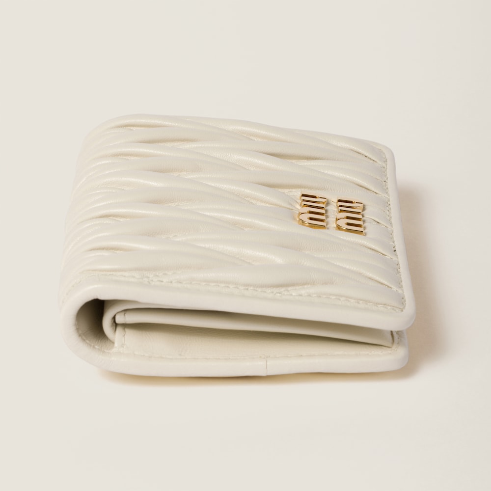 Miu Miu Small matelassé nappa leather wallet White