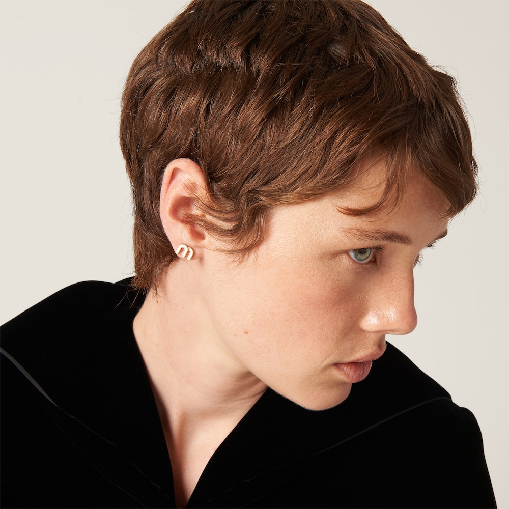 Miu Miu Enameled metal earrings White