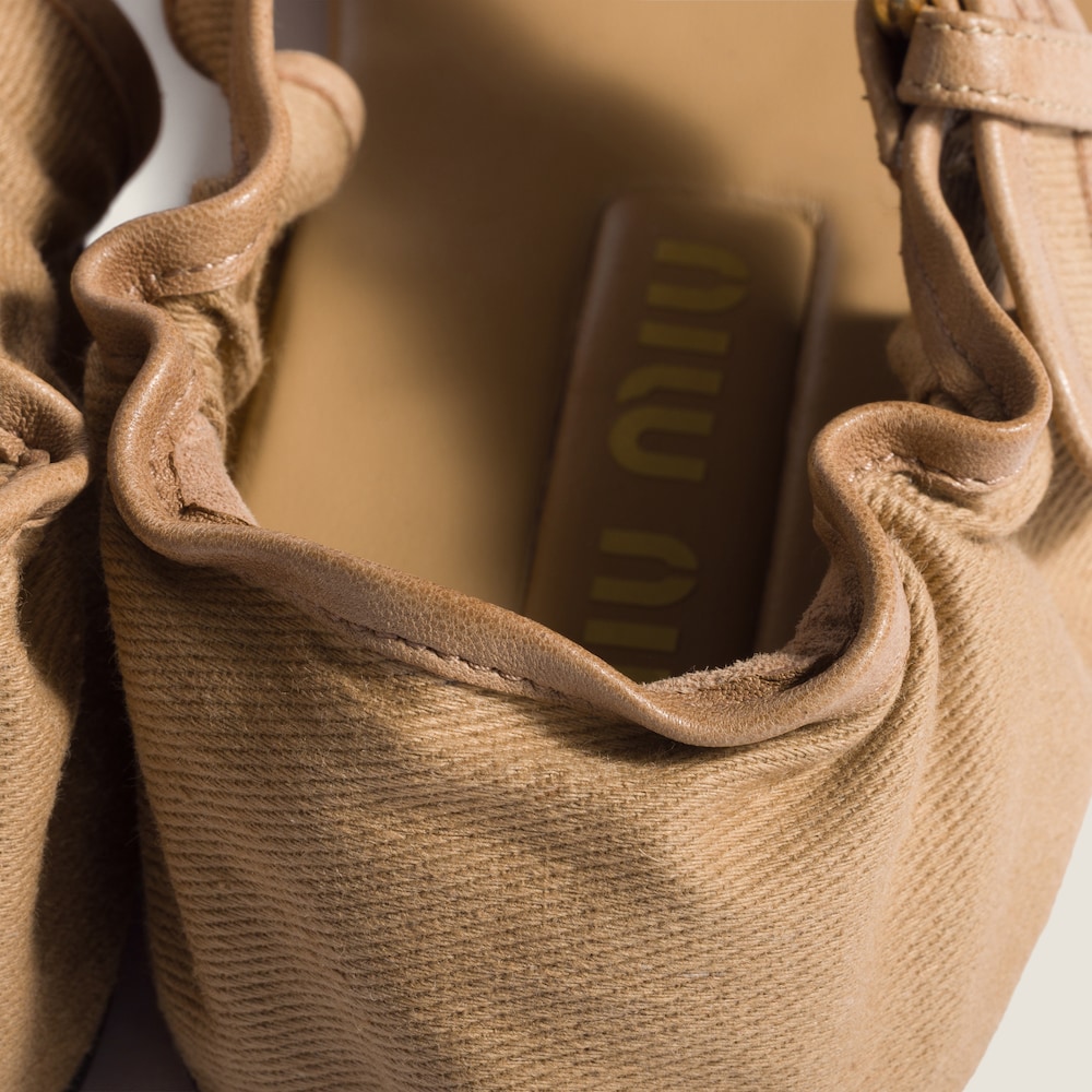 Miu Miu Ruches cotton and nappa leather fisherman sandals Malt Beige