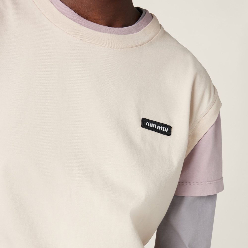 Miu Miu Set of 3 Jersey T-shirts Opal / Granite / Sand