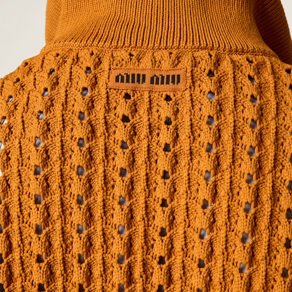 Miu Miu Technical yarn zipper cardigan Rust