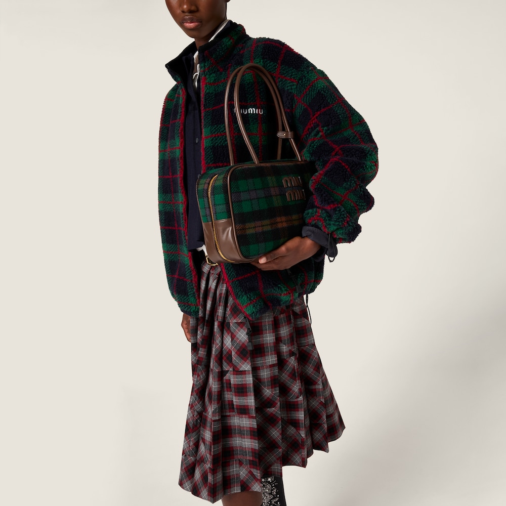 Miu Miu Checked teddy zipper jacket Blue / Green