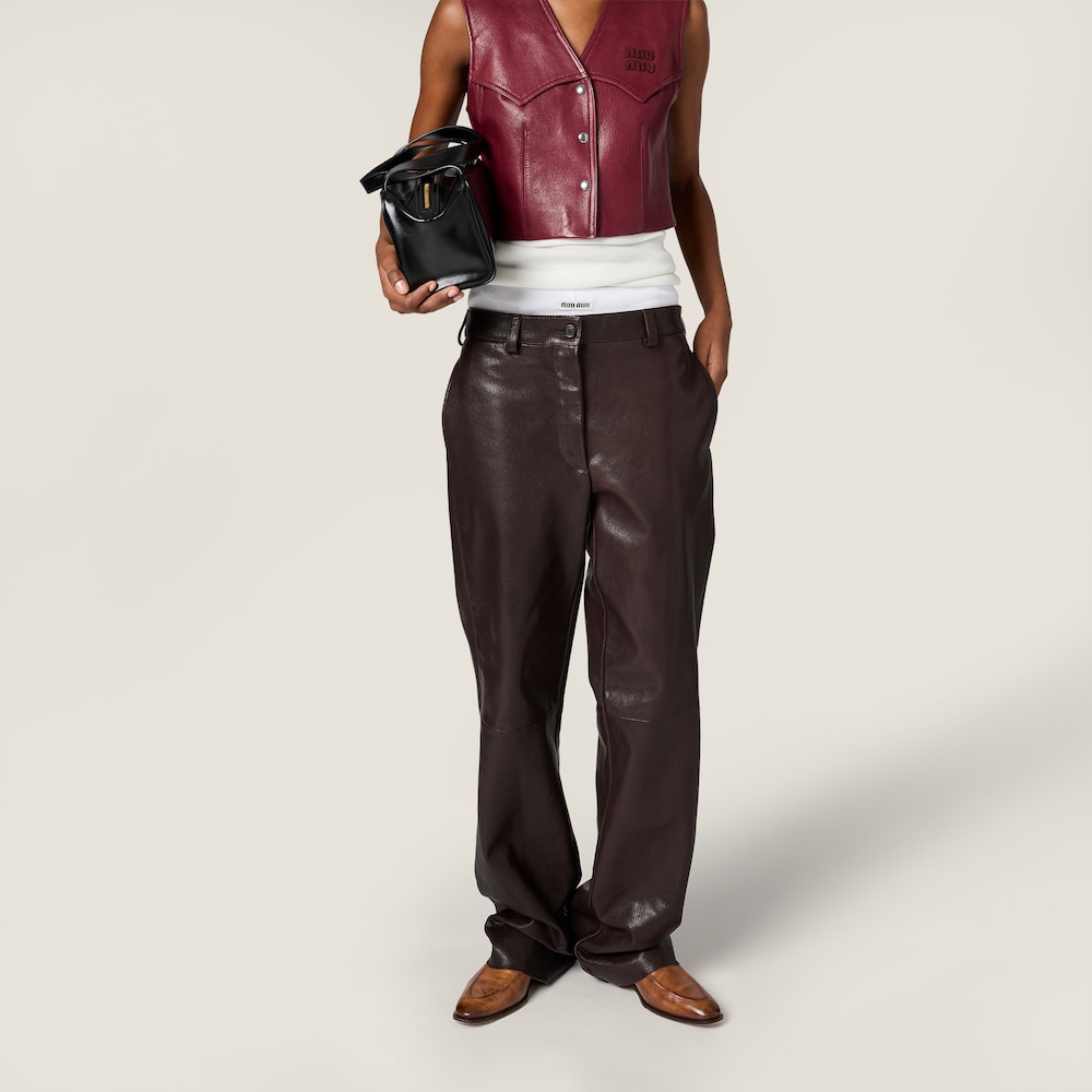 Miu Miu Leather pants Dark Brown