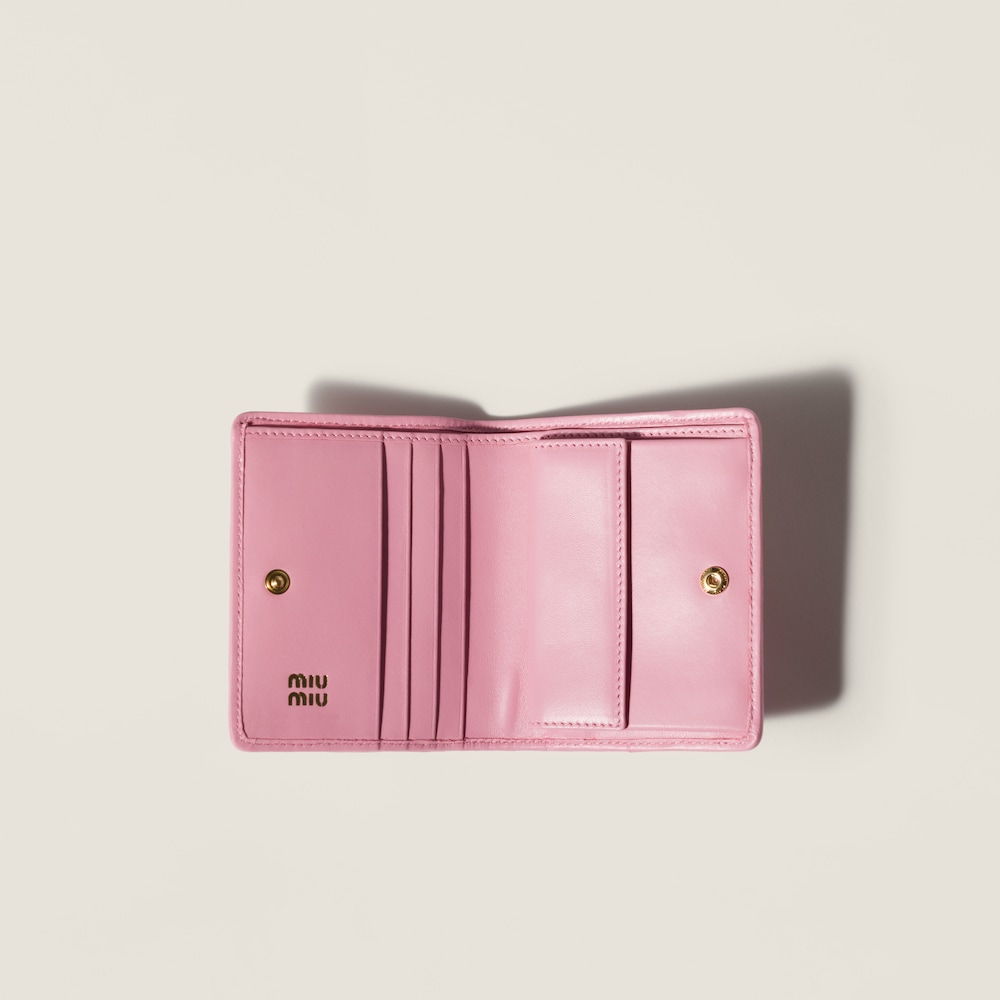 Miu Miu Small matelassé nappa leather wallet Pink