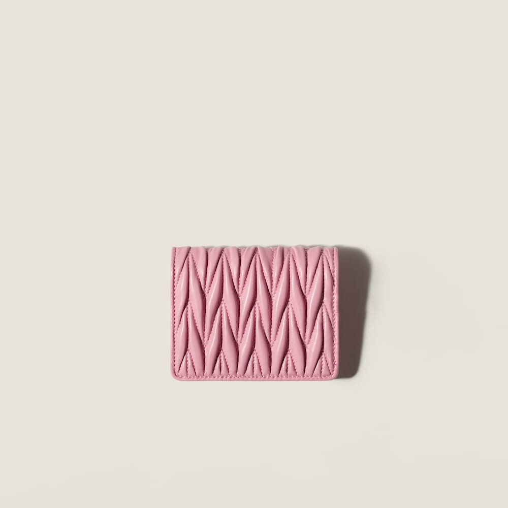 Miu Miu Small matelassé nappa leather wallet Pink