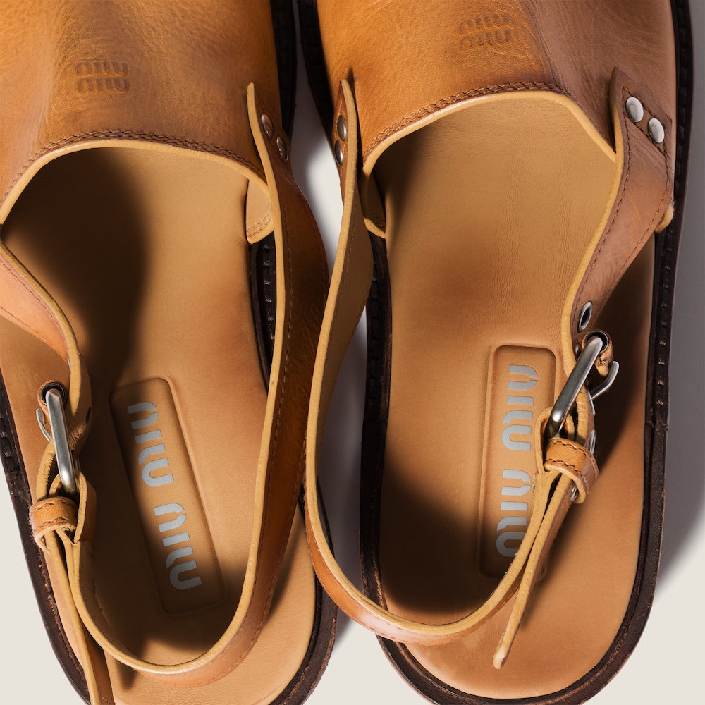 Miu Miu Leather sandals Light Tan