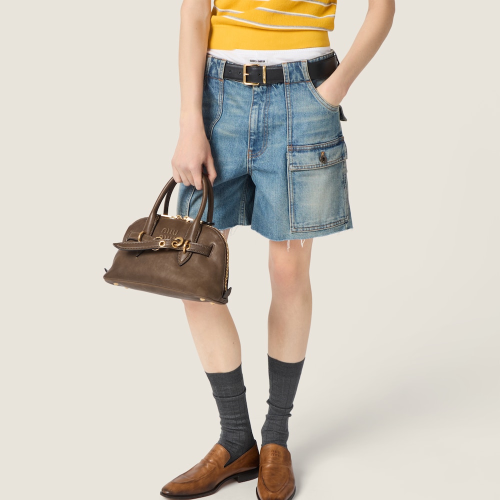 Miu Miu Aventure nappa leather top-handle bag Tundra