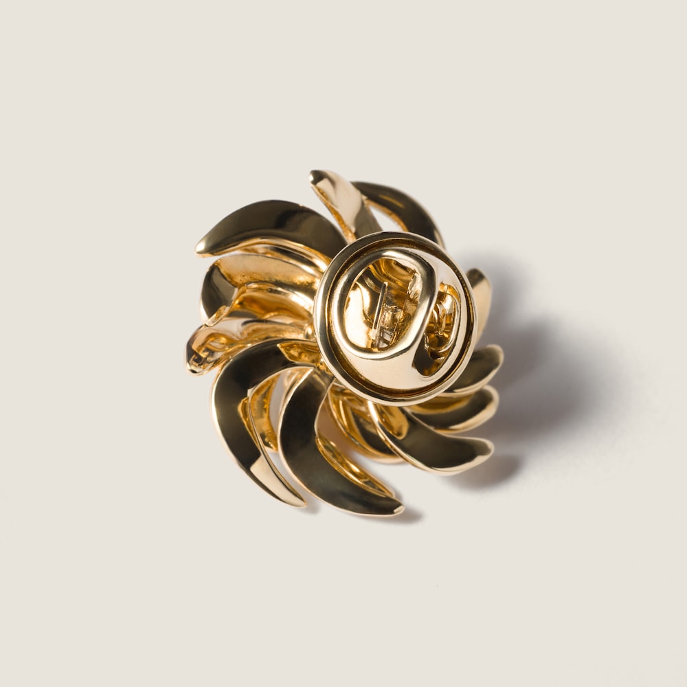 Miu Miu Metal brooch with crystals Vintage Gold / Crystal