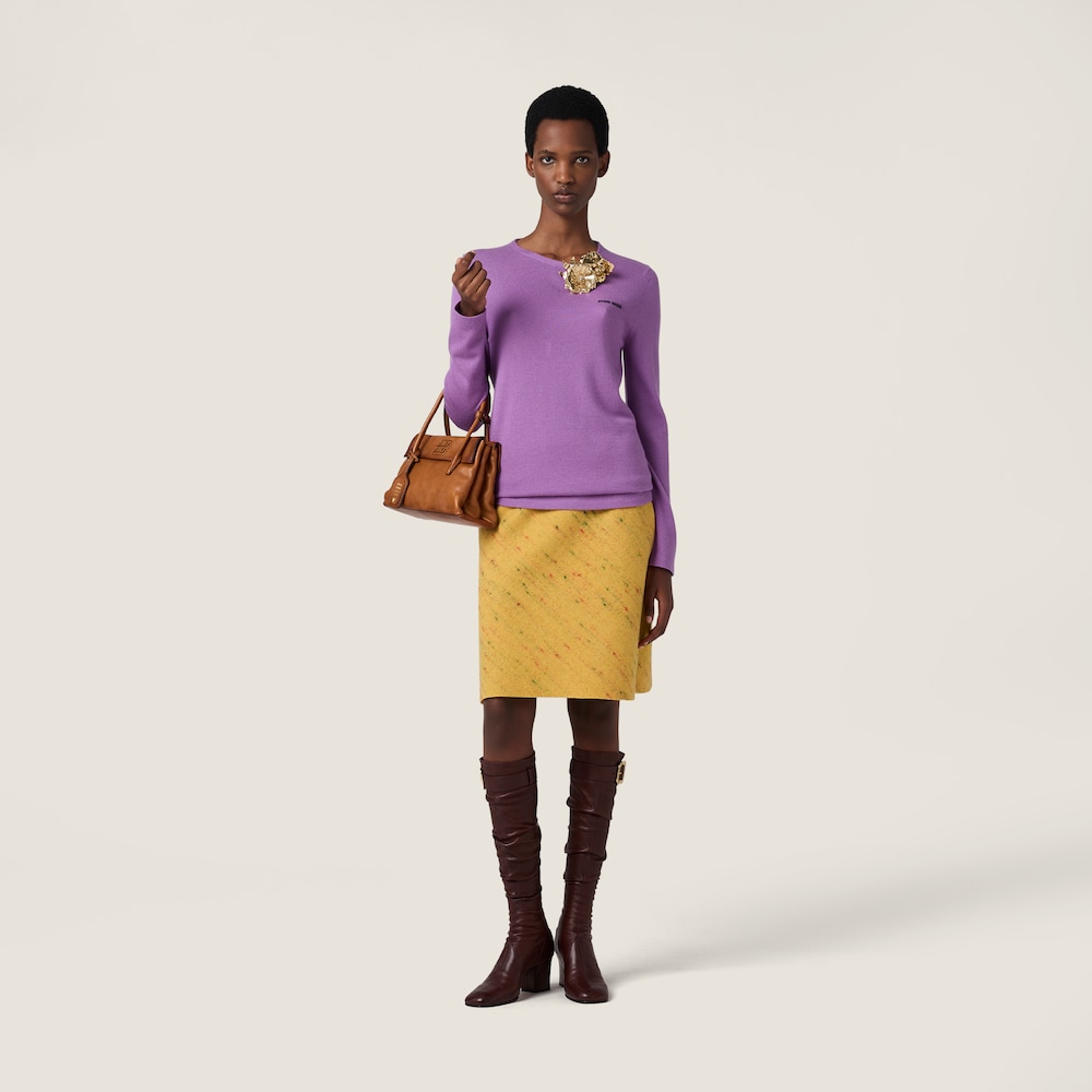 Miu Miu Cashmere and silk crew-neck sweater Wisteria