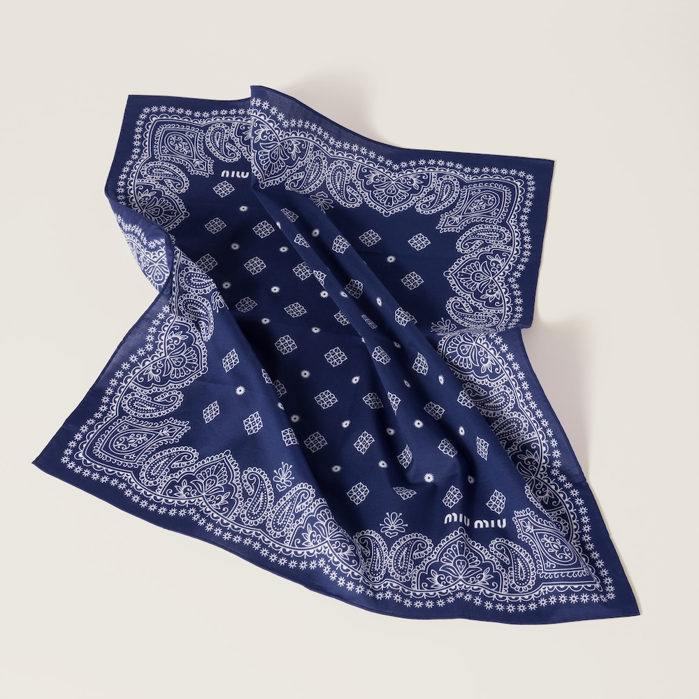 Miu Miu Printed poplin scarf - Navy