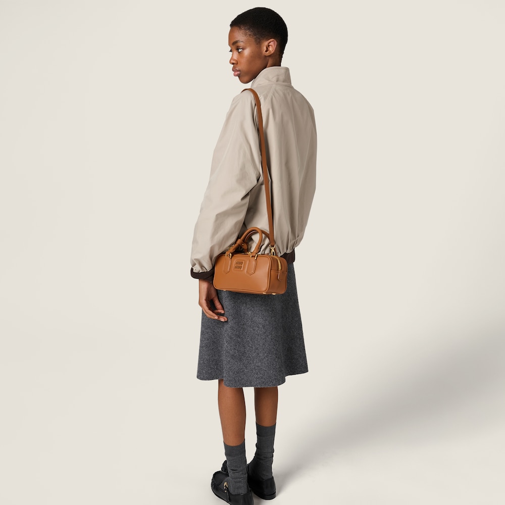 Miu Miu Arcadie leather bag Cognac