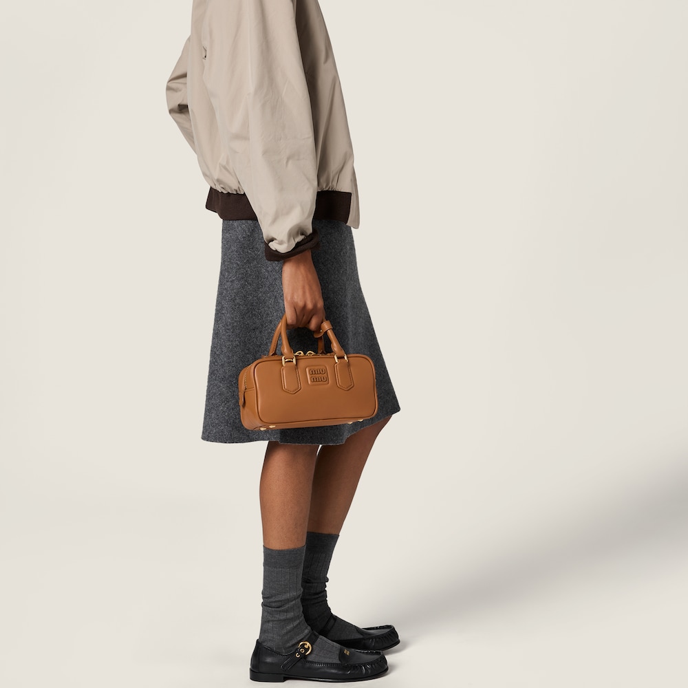 Miu Miu Arcadie leather bag Cognac