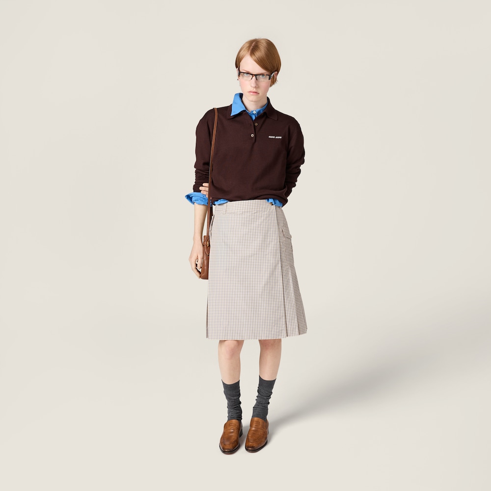 Miu Miu Wool knit polo shirt Cocoa Brown
