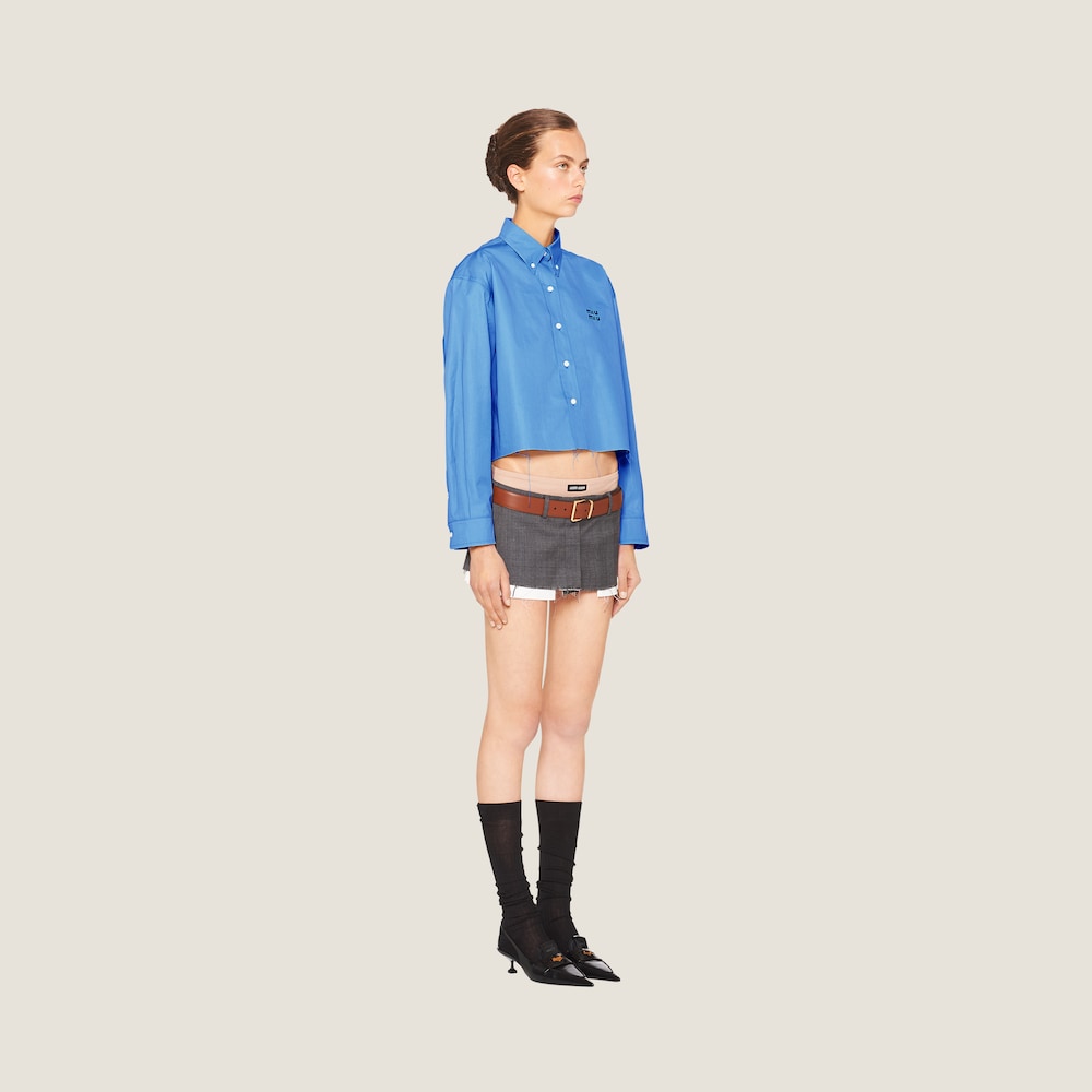 Miu Miu Cropped poplin shirt Periwinkle Blue
