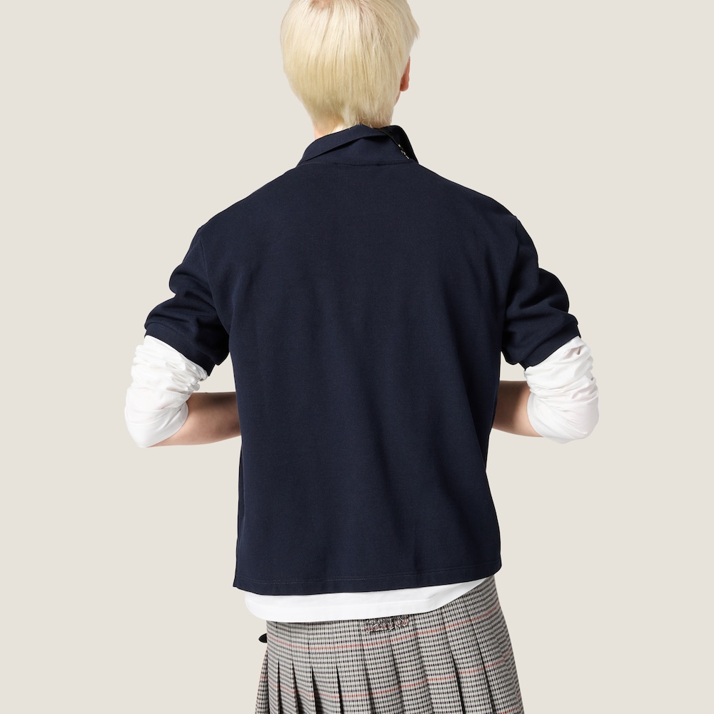 Miu Miu Piqué and jersey polo shirt Navy