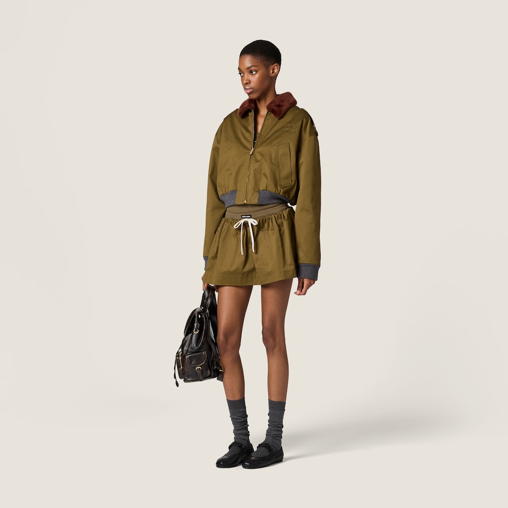 Miu Miu Cotton satin bomber jacket Military Green