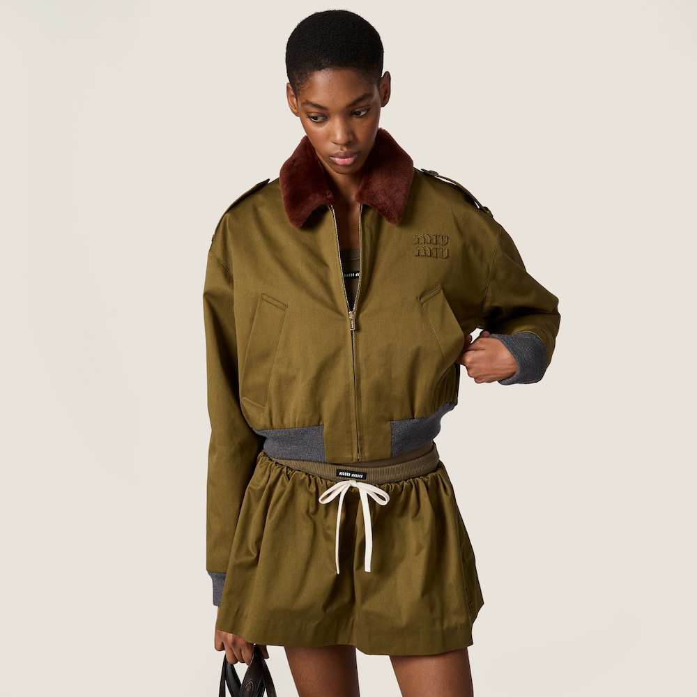Miu Miu Cotton satin bomber jacket Military Green