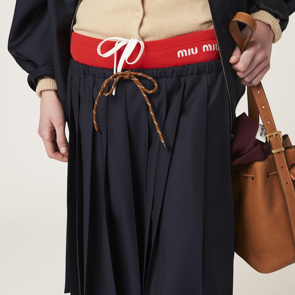 Miu Miu Pleated Batavia skirt Navy